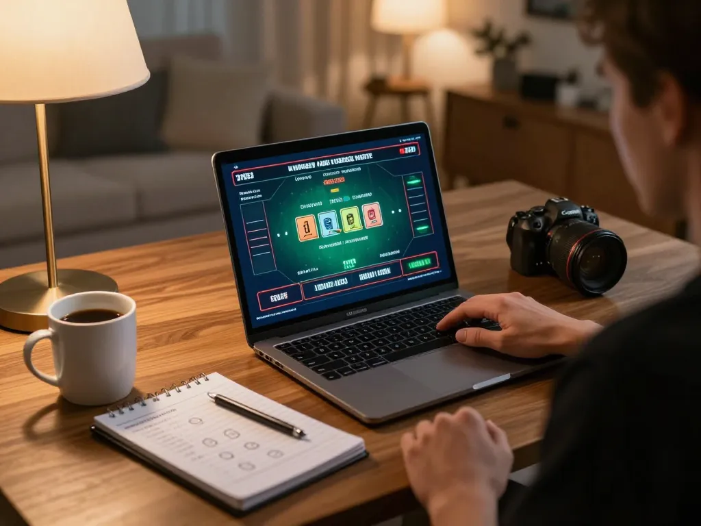 Engaging with a live dealer game on S88 at a stylish home gaming setup, complete with strategic notes.