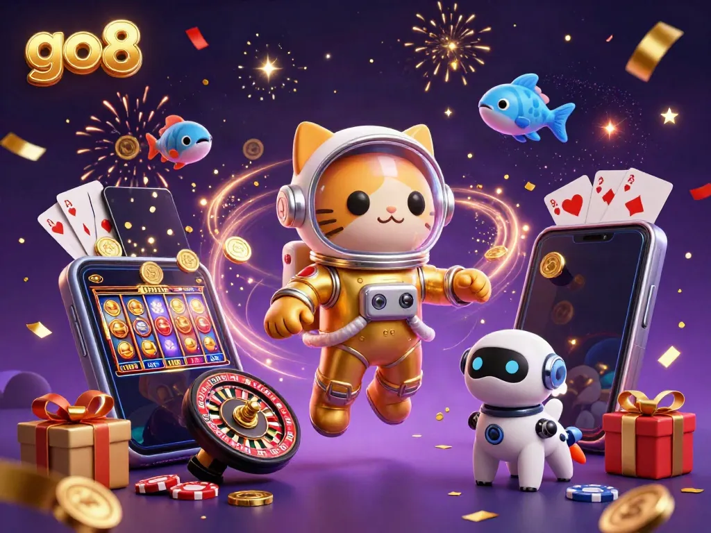 Win big with go8 in a dynamic 3D casino world filled with excitement and vibrant elements.