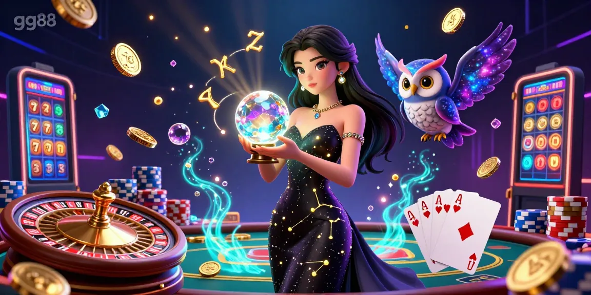 Experience thrilling gameplay at gg88, featuring a woman in a stunning gown, golden coins, and exciting casino elements.