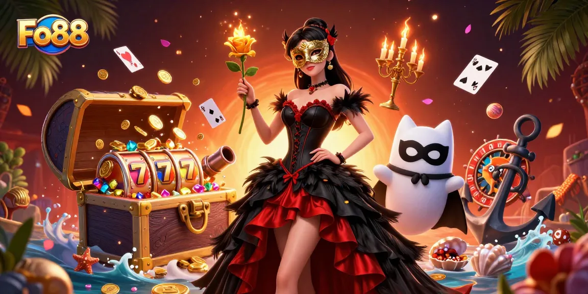 Experience the thrill of Fo88 with vibrant casino elements and a captivating atmosphere.