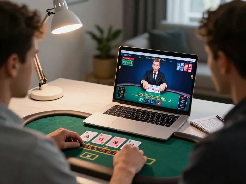Engaged player strategizing in hitclubs online blackjack session with live dealer display.