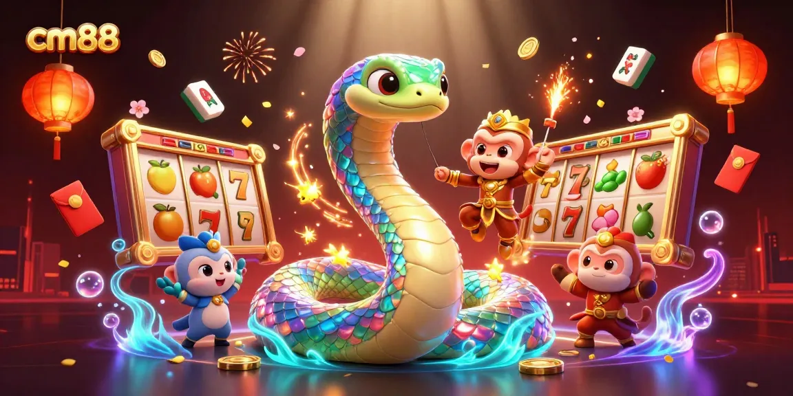 Crown winnings at cm88 with vibrant slot reels, lucky charms, and a magical atmosphere