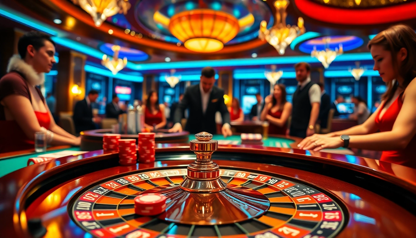 Experience luxury gambling at jun88pl.com with vibrant poker chips and roulette action.