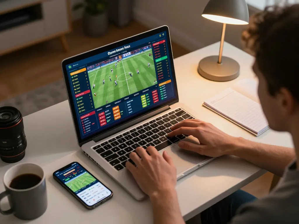 Engaging online sports betting experience at https://uu88.blog/ with a person placing live bets on football matches.