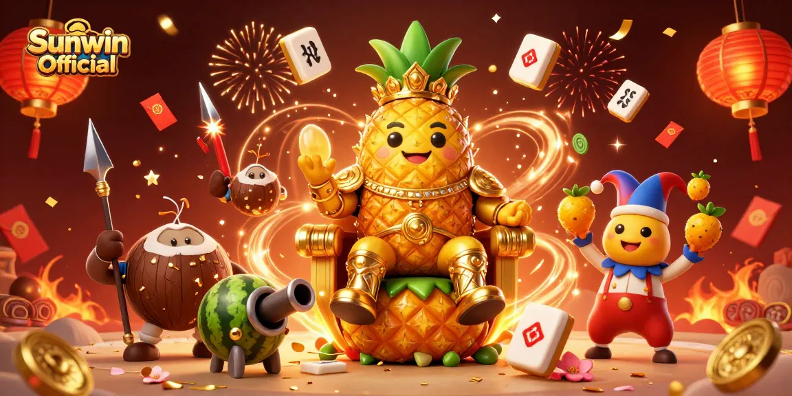 Experience excitement with Sunwin Official at the vibrant beach casino, featuring engaging characters and festive elements.