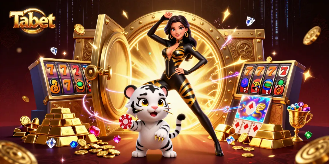Engaging Tabet-themed casino scene with a stylish woman, poker chips, and golden treasures.