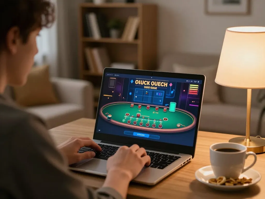 Engage in online blackjack gameplay with itwshow in a cozy home setting, highlighting strategic fun.
