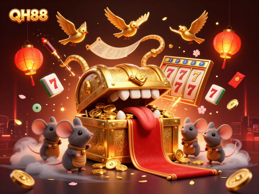 Engage with QH88's vibrant casino action featuring slot reels and exciting game elements.