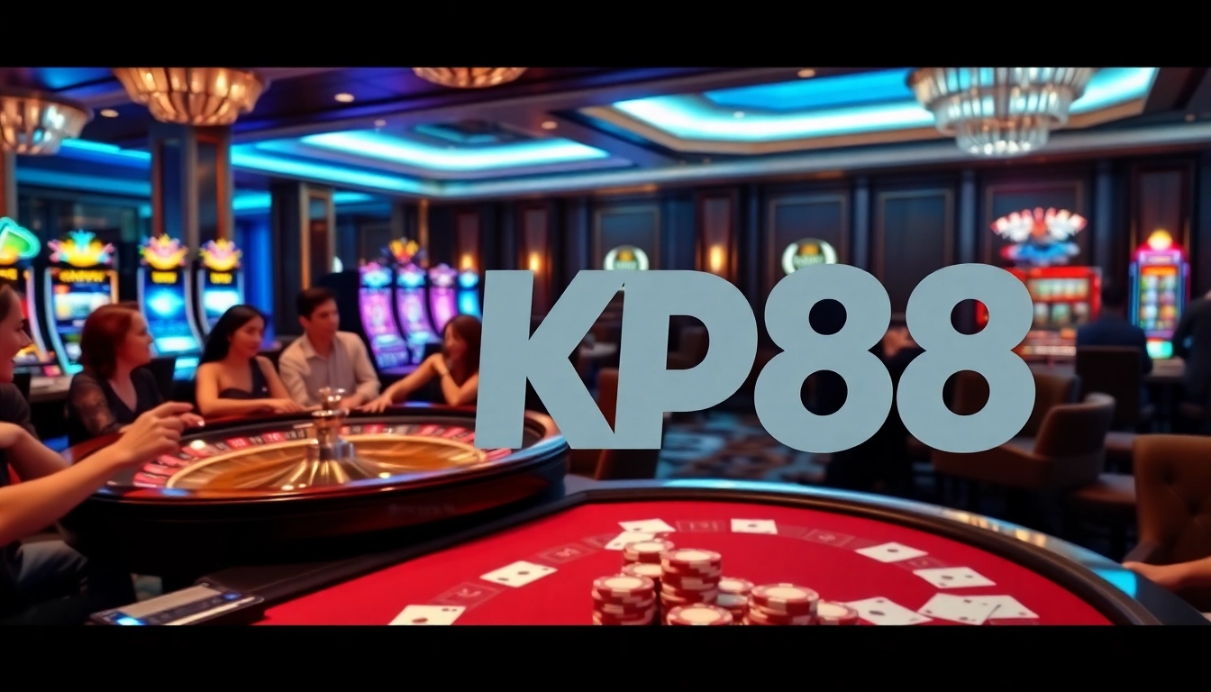 Exciting gaming scene at nhà cái kp88 featuring poker, roulette, and vibrant slots.