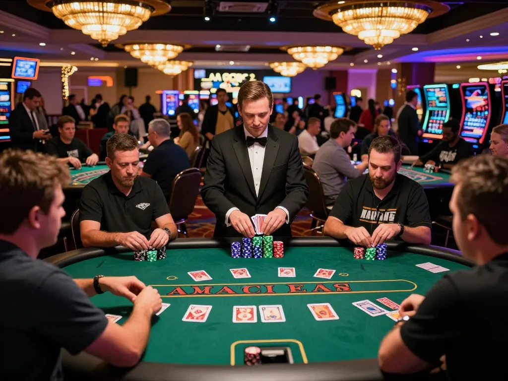 Engaging in strategic blackjack at a vibrant Las Vegas casino with active gameplay visible from https://www.bearcreekwatershed.org/macroinvertebrates