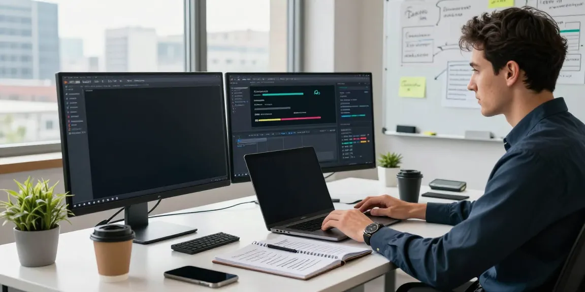 SEO expert analyzing instant indexing data in a tech workspace.