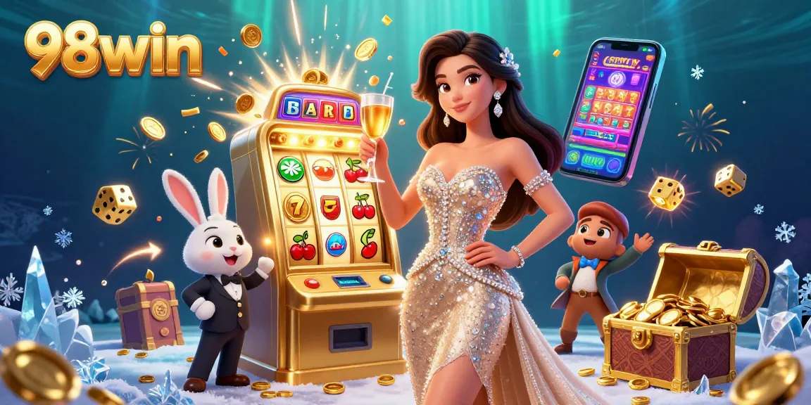 Celebrate big wins at 98win with a dazzling jackpot scene filled with gold coins and excitement.