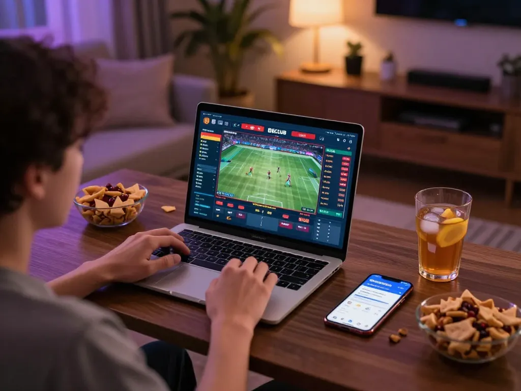 Person placing bets on the 88CLUB app during an exciting online sports betting session.
