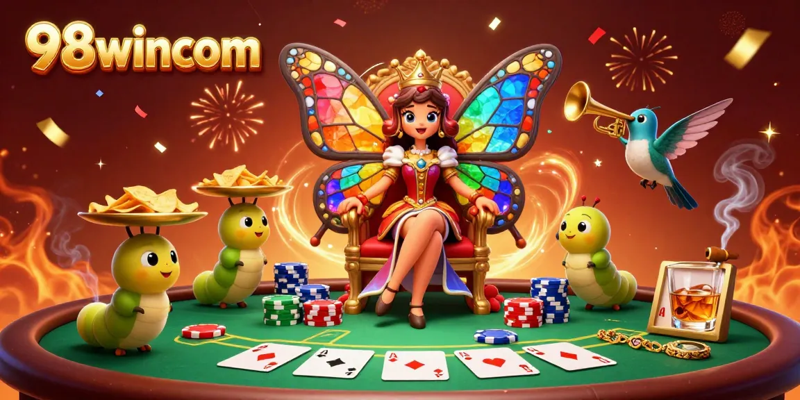 Elevate your game at 98wincom with our vibrant poker scene filled with colorful chips and winning hands.