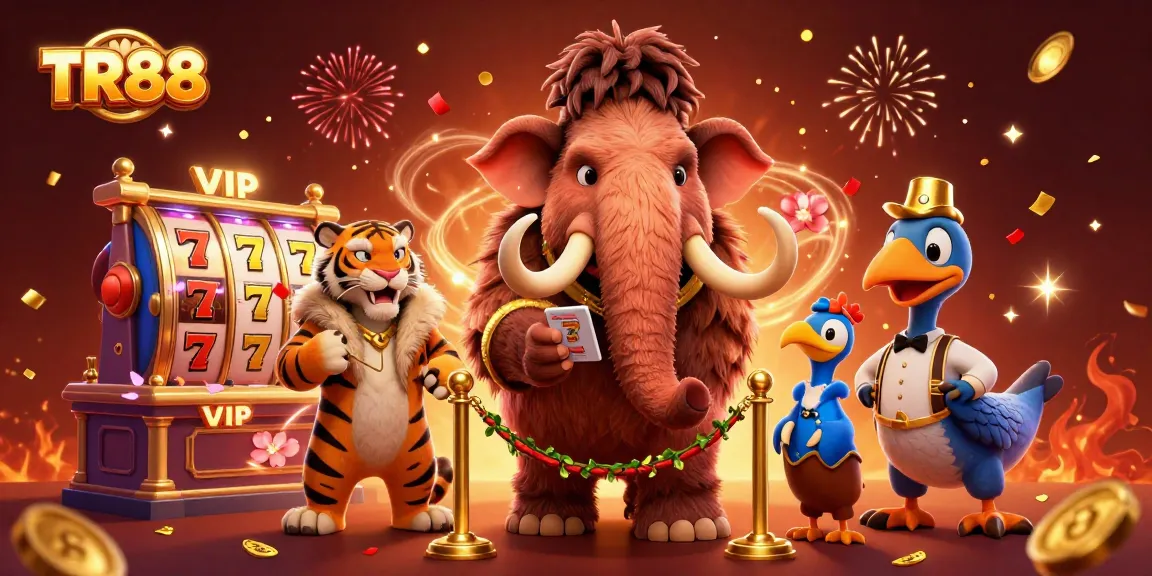 Experience TR88's vibrant gaming with a woolly mammoth bouncer and dynamic casino elements.