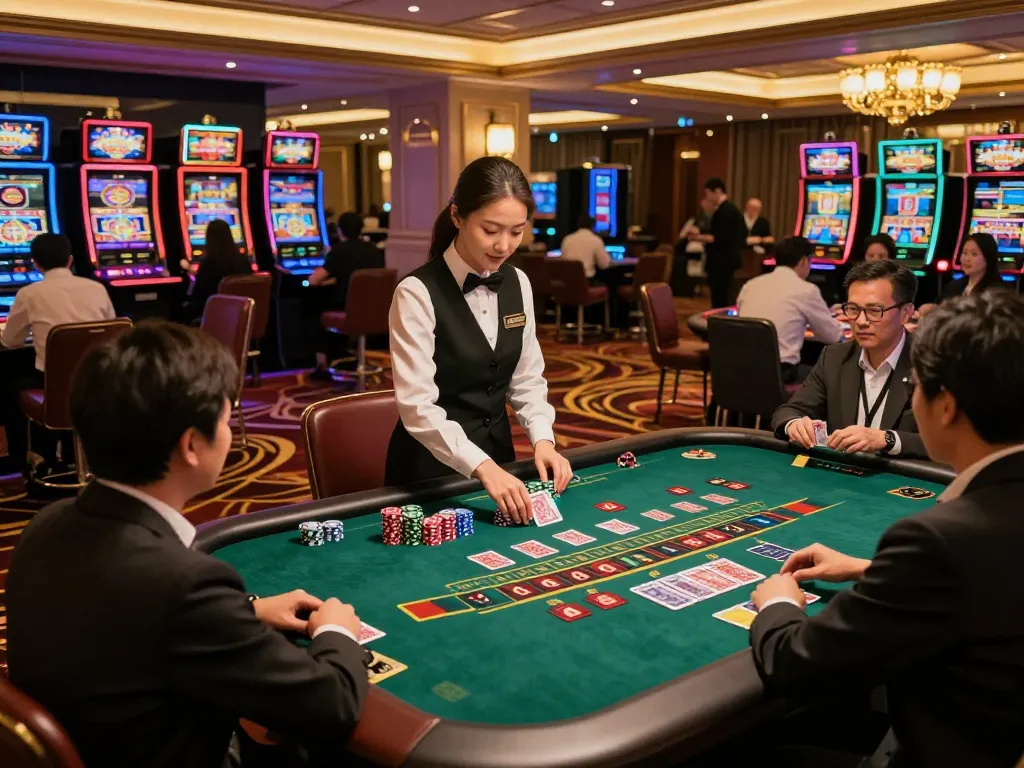 Engaging baccarat scene in a HK casino, showcasing players strategizing their bets.