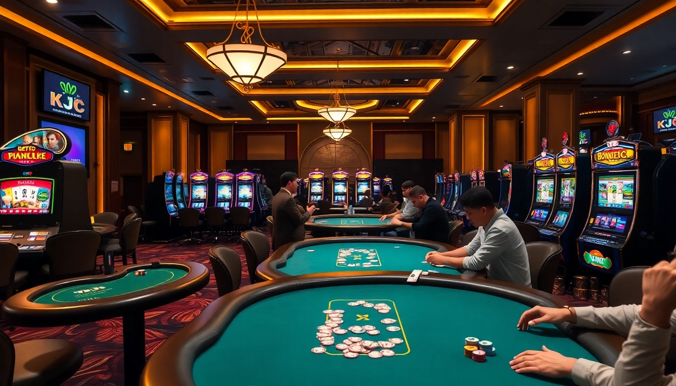 KJC players enjoying an immersive gambling experience at a luxurious casino table.