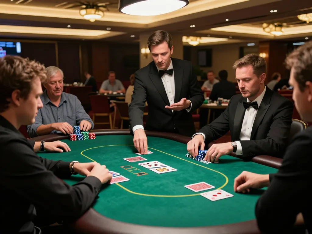 MM88 poker game in action with players and chips, showcasing strategic moves and excitement.