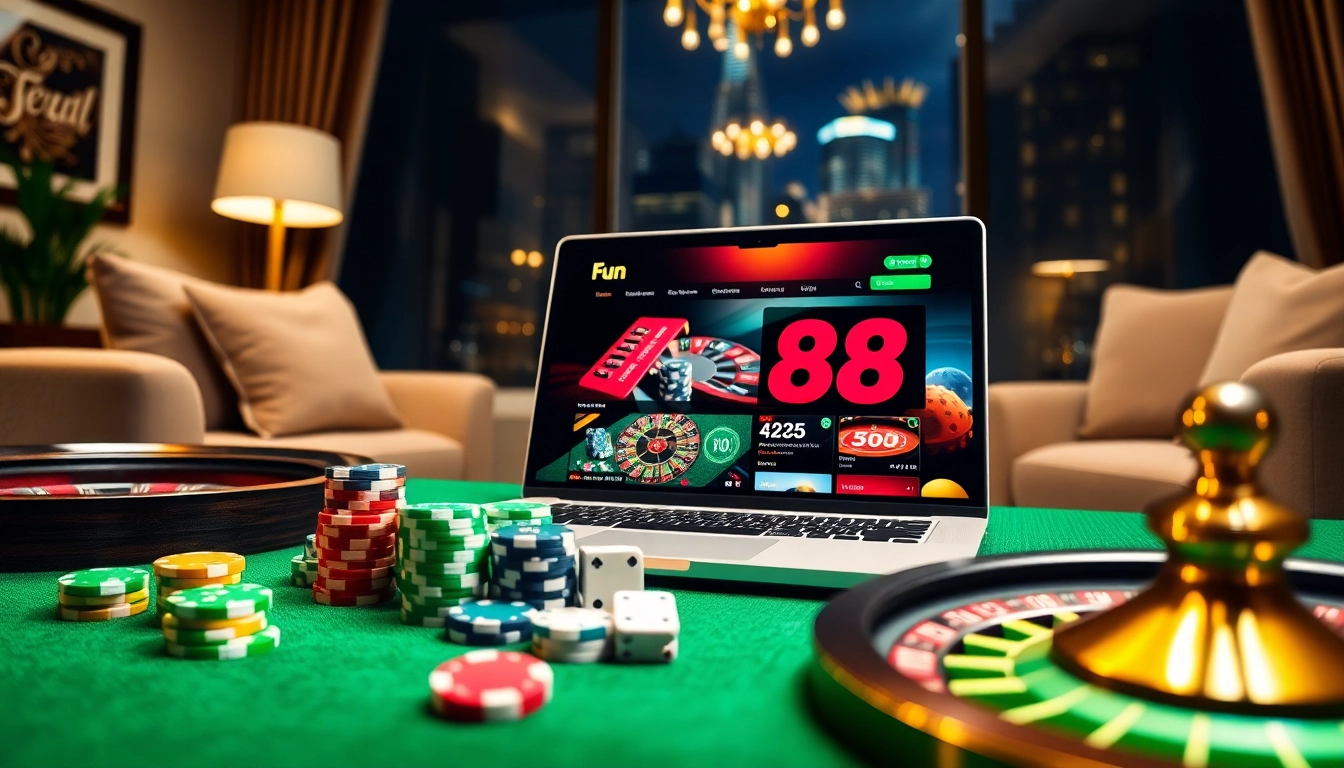 Experience online betting excitement with Fun88's vibrant casino platform and gaming elements.