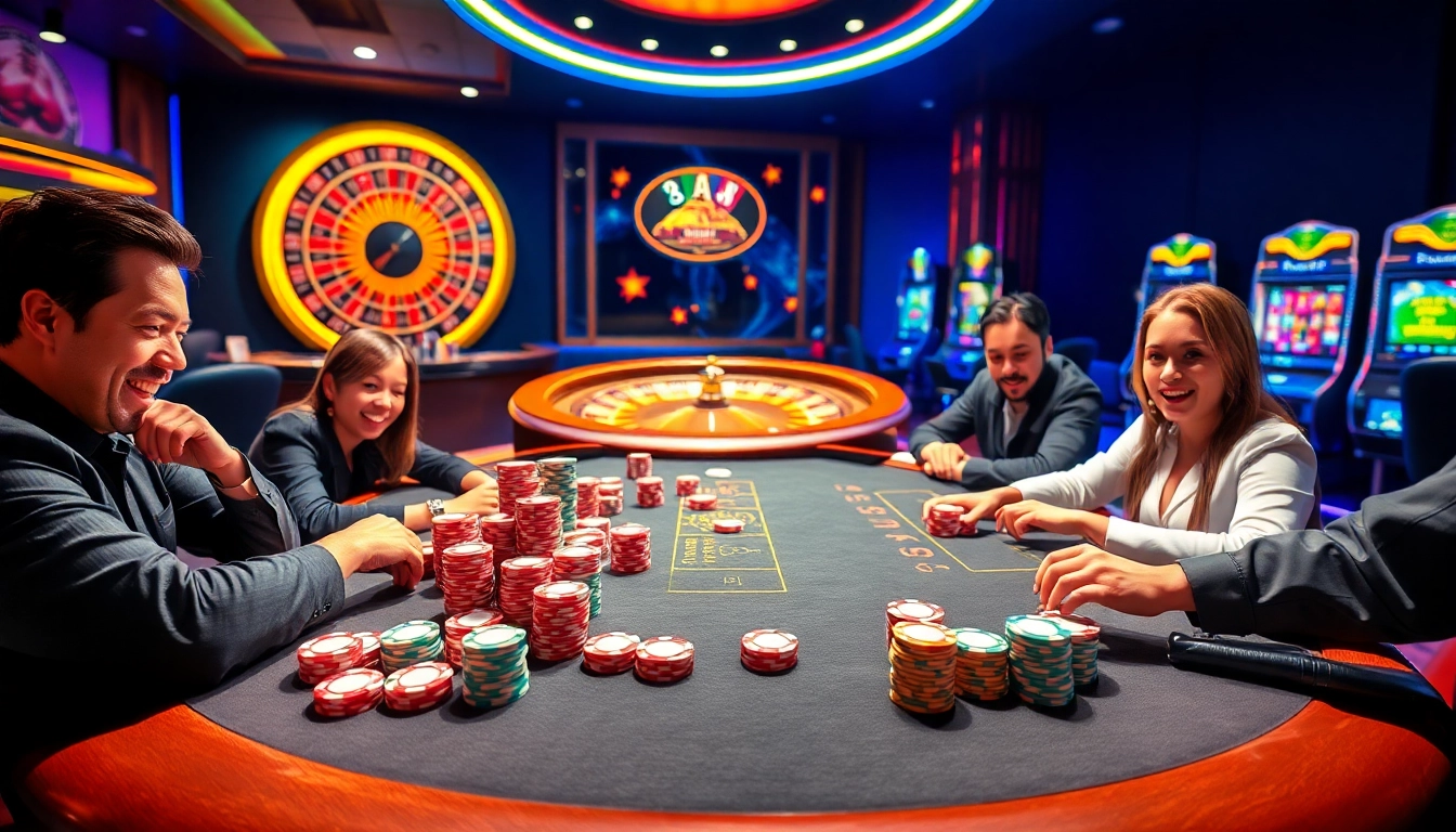 Experience exhilarating gameplay at Okfun with dynamic slot machines and vibrant casino tables.