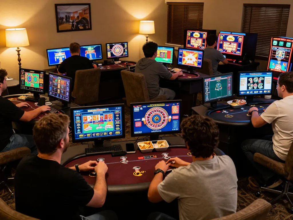Players enjoying immersive online gameplay at LV88 with vibrant graphics and cozy atmosphere.