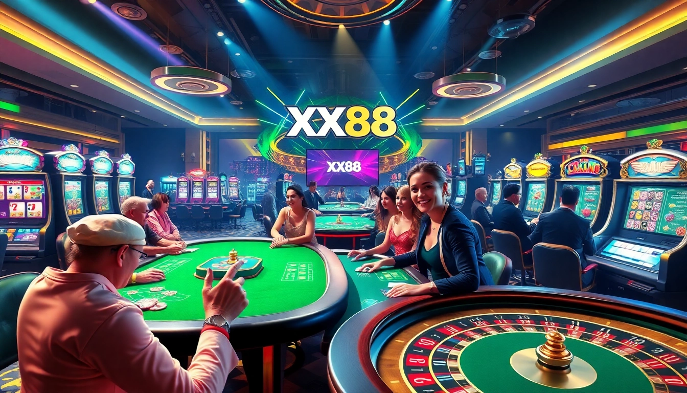 Experience thrilling gameplay at XX88's casino with vibrant tables and exciting players.