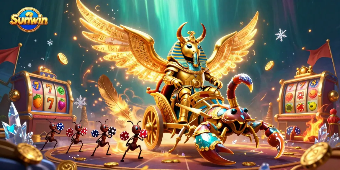 Engage in exhilarating gaming adventures at Sunwin with vibrant casino elements and thrilling characters.