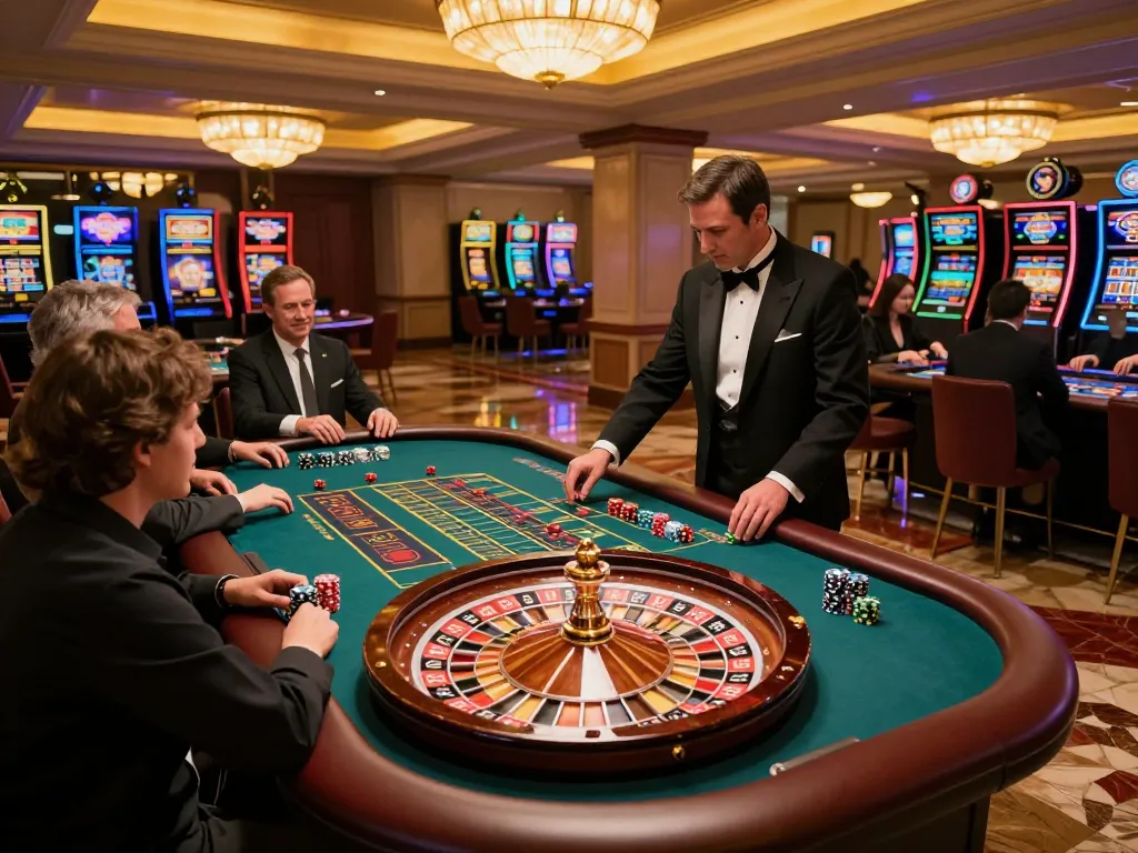Engaged players enjoying roulette at luck8mb casino, showcasing vibrant atmosphere and strategy.