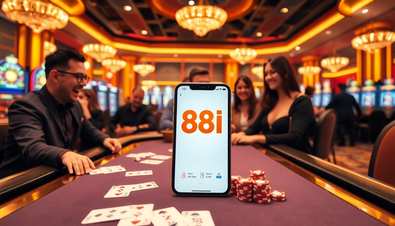 Excited gamblers enjoying a luxurious casino experience with 88I online platform.