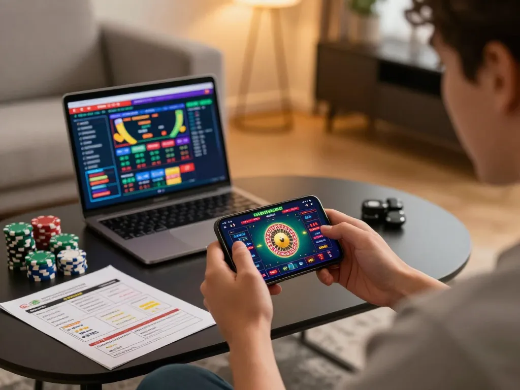 Playing roulette on the cm88a mobile app with chips and strategy notes at hand.