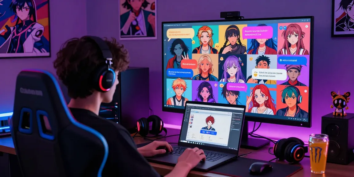 Engaging chat room scene featuring ecchi chat AI characters, reflecting immersive online interactions with colorful avatars.