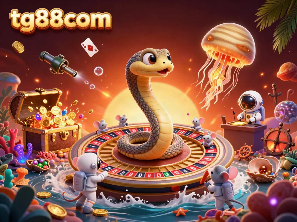 Win big with tg88com as mice bet on a cosmic roulette with gold coins and colorful gems.