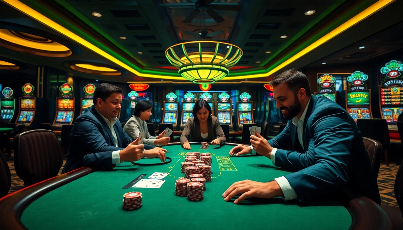 Experience the thrill of i9bet with professional gaming tables and vibrant casino elements.