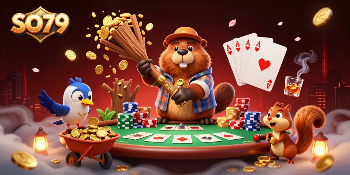 SO79 promotes winning strategies with a dynamic scene of lucky characters collecting gold coins.