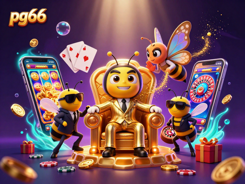 Experience high-stakes gaming action at pg66 with vibrant slots, cards, and neon glows.