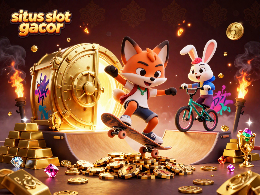 Experience exciting gameplay with situs slot gacor and vibrant characters in a dynamic casino-inspired scene.