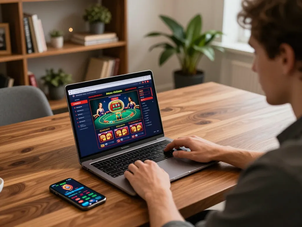 Engaging in online casino gaming at a reputable Nhà cái uy tín, showcasing the excitement of poker