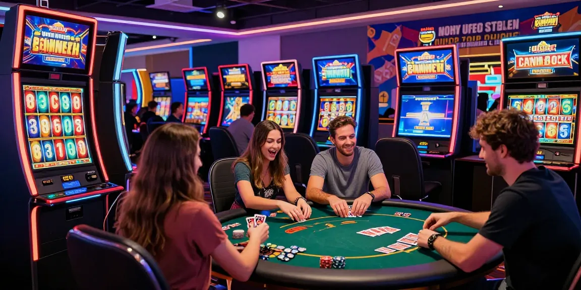 Players enjoying games at non UKGC casinos with exciting promotions and vibrant atmosphere.