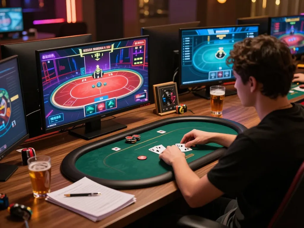 Experience strategic gameplay with iwin68 in a modern online poker session at home.