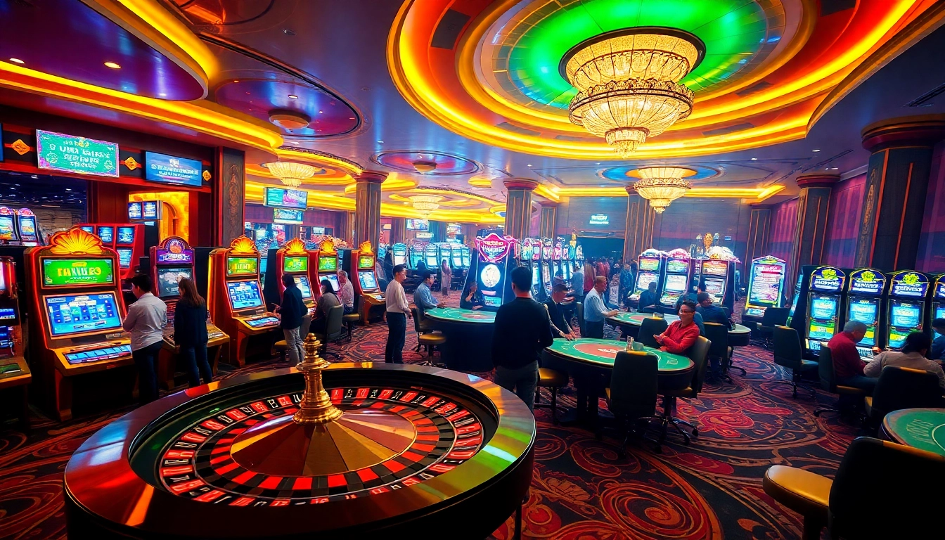 BẮN CÁ 123 GA players engaging at a vibrant casino table, showcasing thrills of betting.