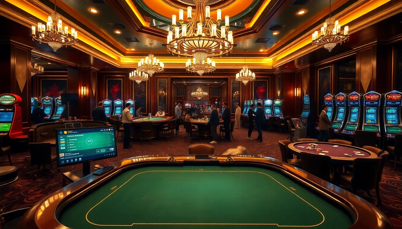 Tỷ lệ kèo bóng displayed on a stylish sports betting table in a luxurious casino atmosphere.