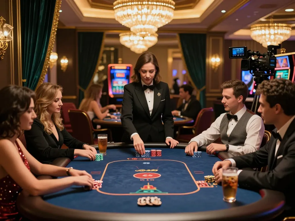 Players at a luxurious VIP poker table in LV88 casino enjoying an exclusive gaming experience.