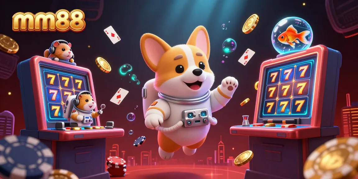 Spin to win with mm88 in a lively 3D casino scene filled with vibrant gaming elements.