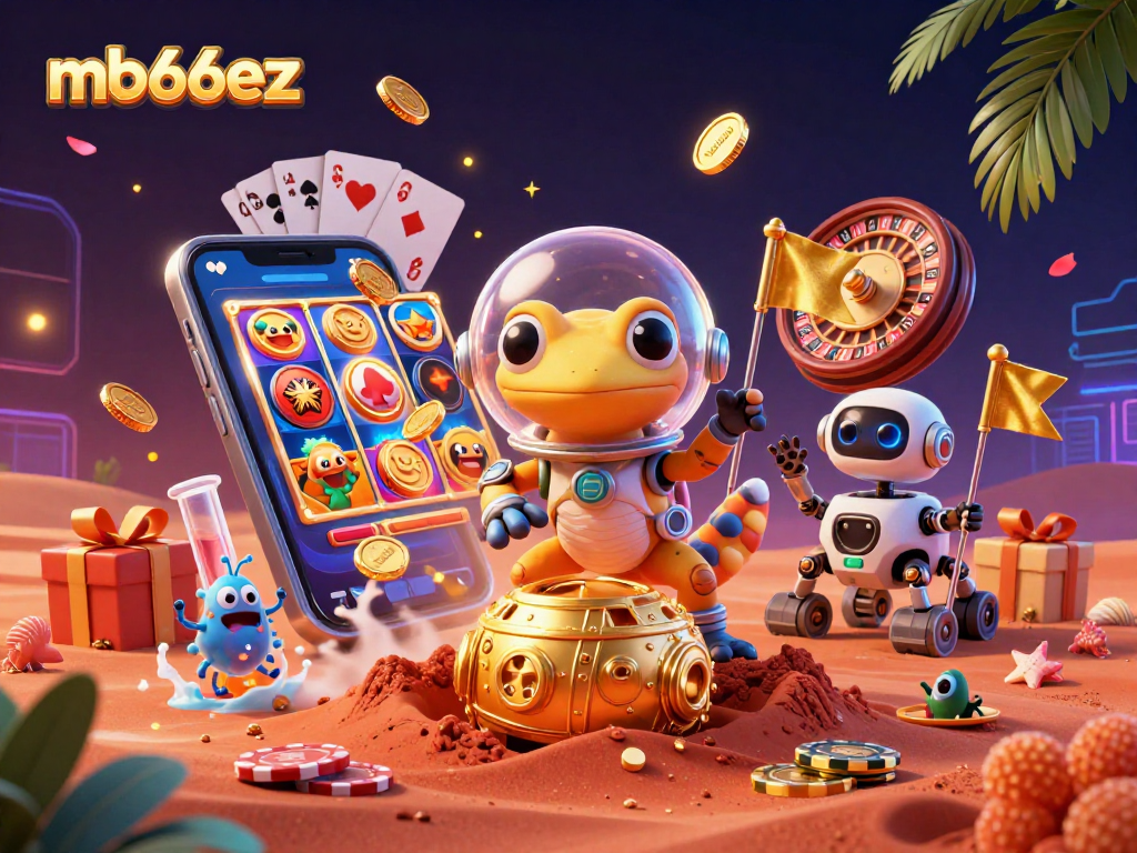 Engage with mb66ez for exciting gameplay as the Martian gecko explores a golden casino on Mars.