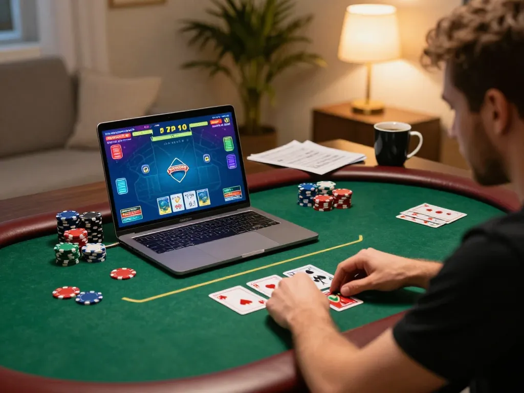 A player wins big on https://qtr88.com/ during an online poker game, showcasing strategy and excitement