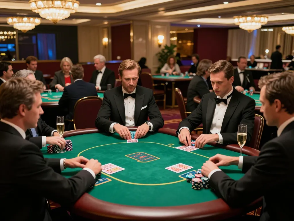 Players enjoying a high-stakes game at 58wiin's premium casino, showcasing thrilling poker action.