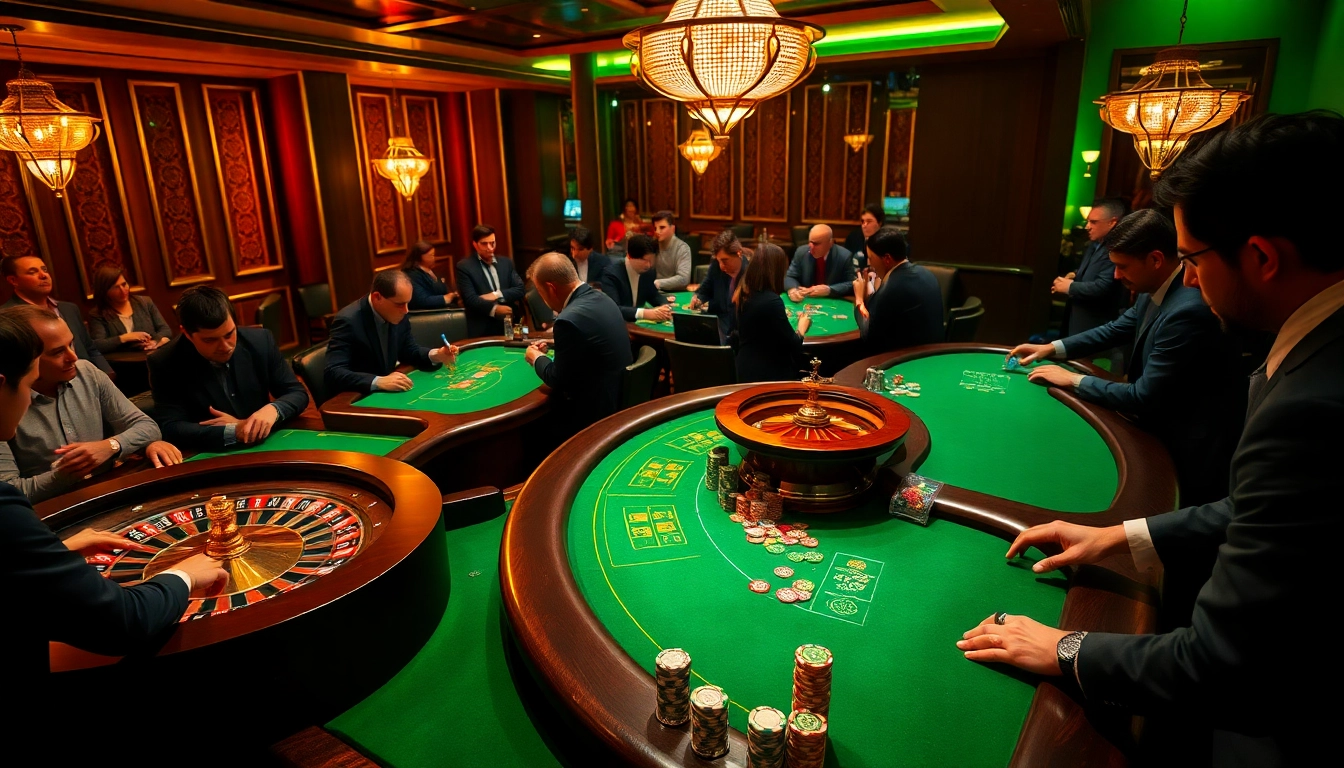 Players engaging in poker at KP88, showcasing excitement and strategic betting in a professional casino setting.