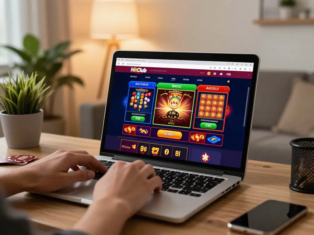 Player engaging with Hitclub online casino interface showcasing various games.