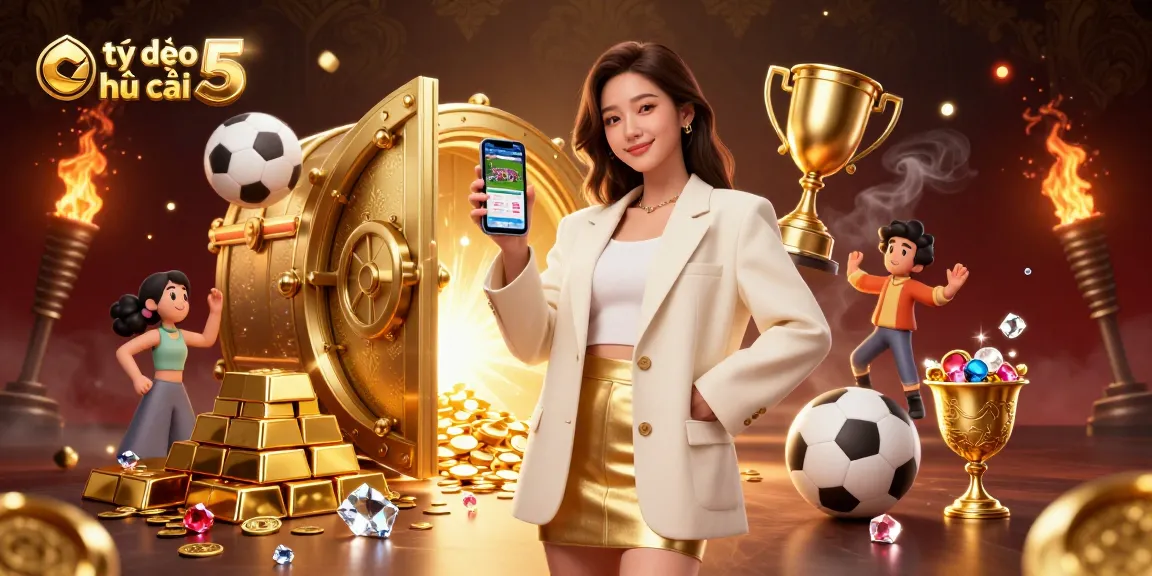 Engage with tỷ lệ kèo nhà cái 5 through betting strategies presented by a stylish woman holding a sports app.