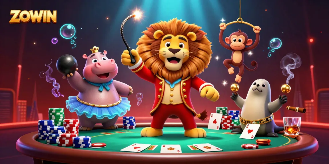 ZOWIN brings excitement with a vibrant circus casino scene showcasing a fantastic poker atmosphere.